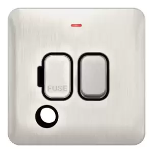 Image of Schneider Electric Lisse Screwless Deco - Switched Single Fused Connection Unit, 13A, Double Pole, with Flex Outlet and Neon Indicator, GGBL5013BSS, S