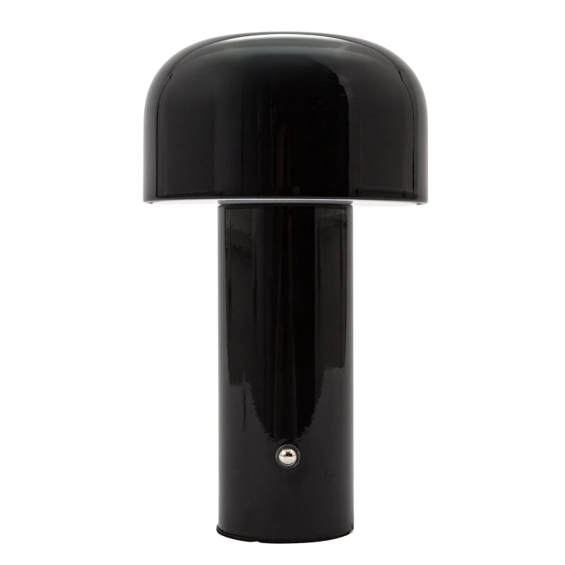 Image of Happy Homewares Modern Gloss Mushroom Style Rechargeable LED Touch Dimmable Table Lamp in Black Unisex