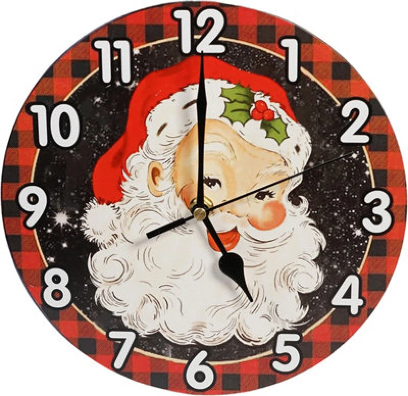 Image of Xmas Haus Christmas 9" Wall Clock Decoration with Vintage Santa Design ELV-076086