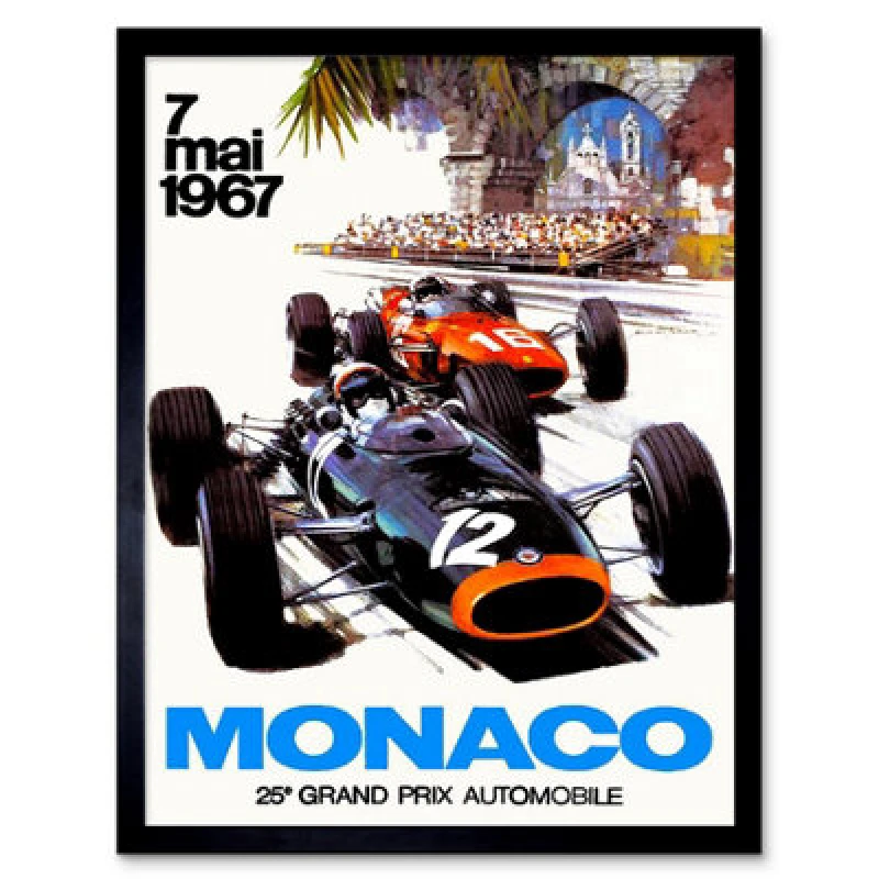 Image of Artery8 Transport Monaco 25 Grand Prix Automobile 1967 Race Framed Wall Art Print