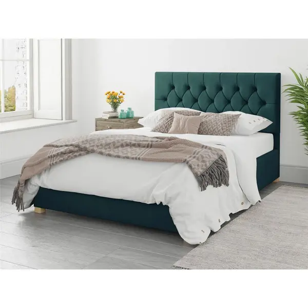 Image of Aspire Aspire - Olivier Ottoman Upholstered Bed, Plush Velvet, Emerald - Ottoman Bed Size King 5ft - Forest Green 5057632082558