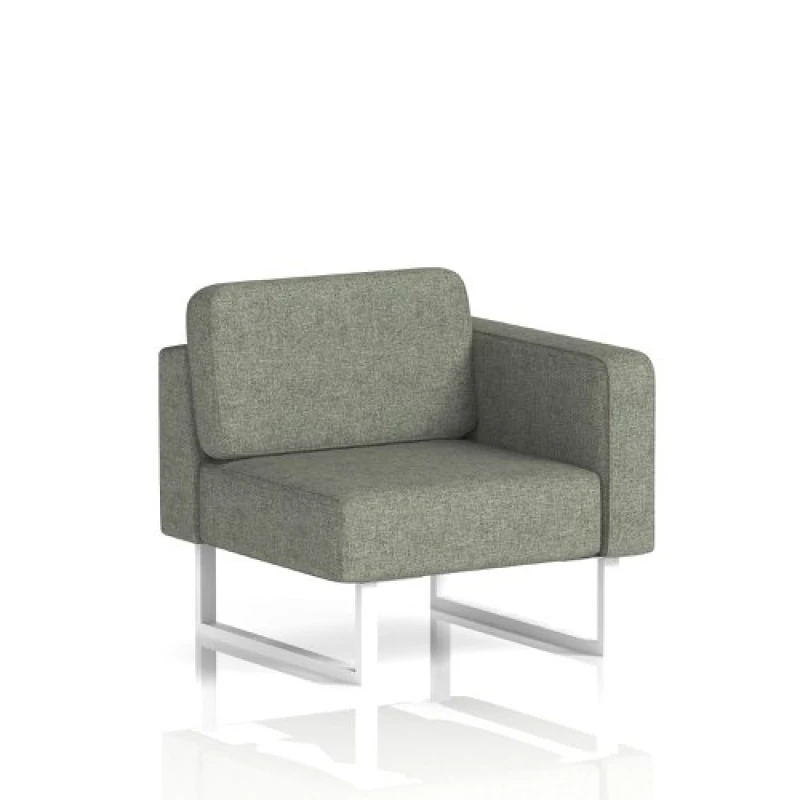 Image of Brixworth Modular Seating Left Unit with White in Rivet Fabric - Vitreous