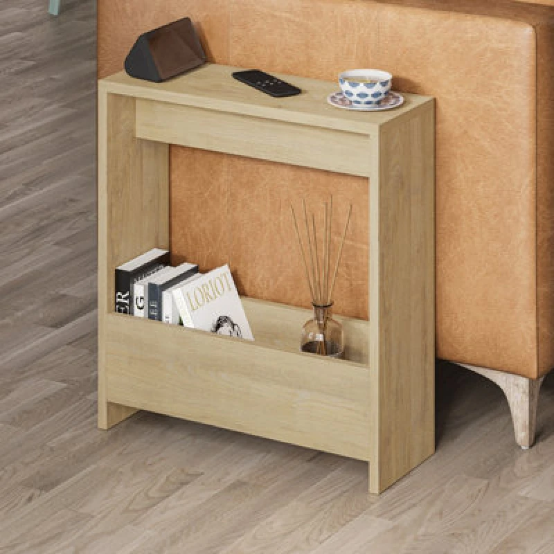 Image of DECORTIE Decortie - Simpi Modern Side End Table Oak Multipurpose With Creativeness h 60cm 2 Tier - Oak M.SH.13191.8