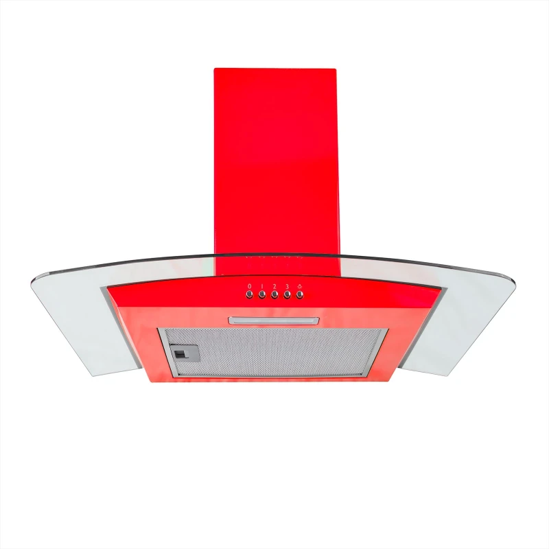 Image of SIA 60cm Red Curved Glass Chimney Cooker Hood Extractor Fan - CGH60RD Red