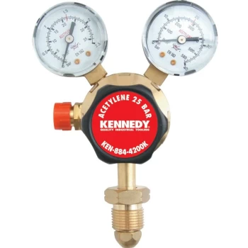 Image of Regulator 25 Bar - Single Stage 2 Gauge - Acetylene 0-1.5 Bar - Kennedy
