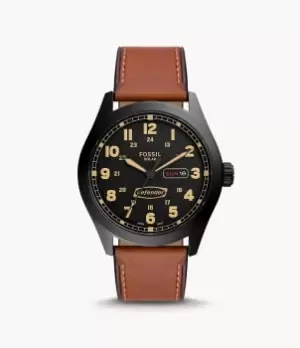 Image of Fossil Men Defender Solar-Powered Luggage Leather Watch