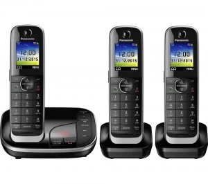 Image of Panasonic KX-TGJ323EB Cordless Phone with Answering Machine Triple Handset
