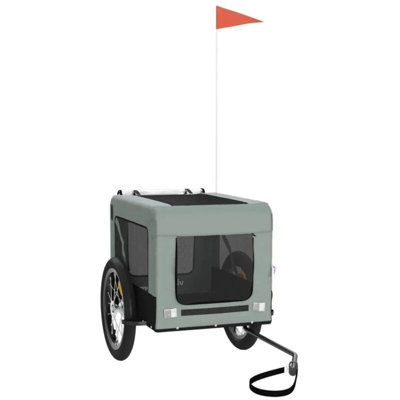 Image of vidaXL Pet Bike Trailer Grey and Black Oxford Fabric&Iron, Grey 93916