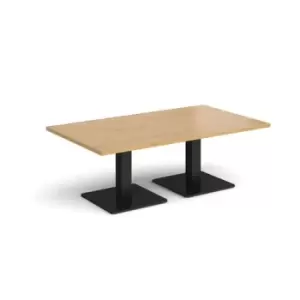 Image of Brescia rectangular coffee table with flat square Black bases 1400mm x 800mm - oak