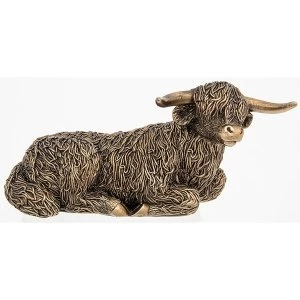 Image of Bronze Highland Coo Lying Large Ornament