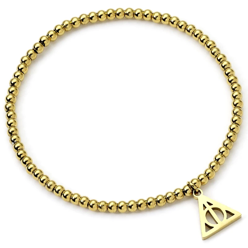 Image of Harry Potter Stainless Steel Deathly Hallows Gold Ball Bead Bracelet