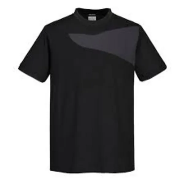 Image of Portwest PW2 Mens Cotton Comfort T Shirt PW211BZRXL Colour: Black / Zoom Grey