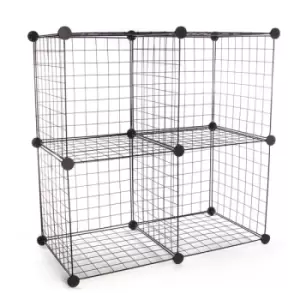 Image of 4 Cube Wire Storage Shelves Black Pukkr