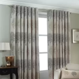 Image of Oakdale Tree Motif Eyelet Curtains Silver