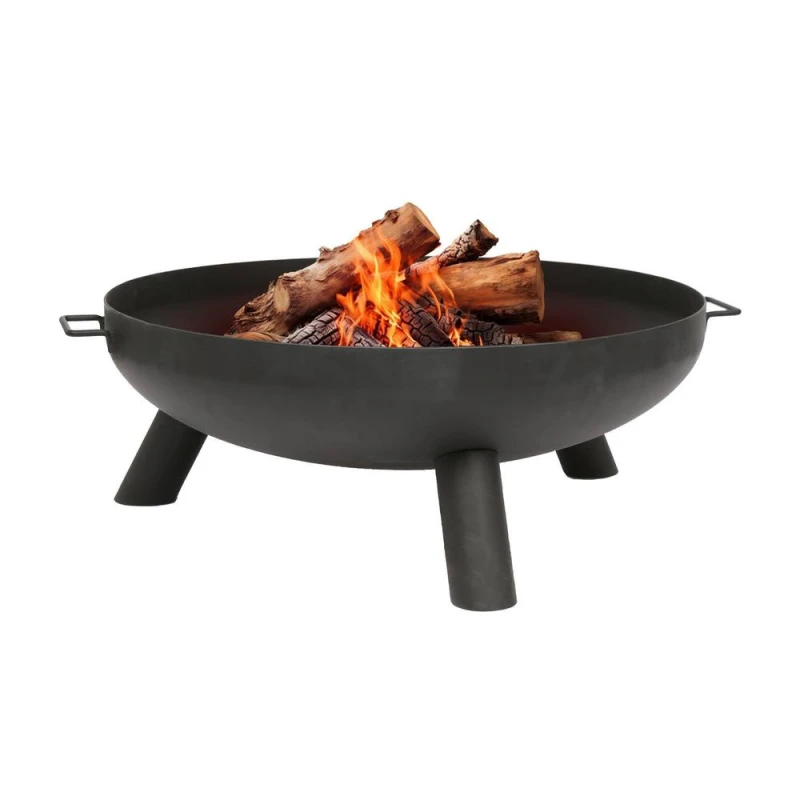 Image of Hammer and Tongs Round Iron Fire Pit - 99cm - Outdoor Garden Patio Heater Firepit Log Burner Bowl in Black Unisex