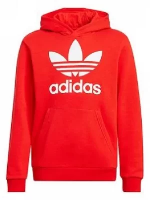 Image of Boys, adidas Originals Junior Unisex Trefoil Hoody, Red/White, Size 9-10 Years