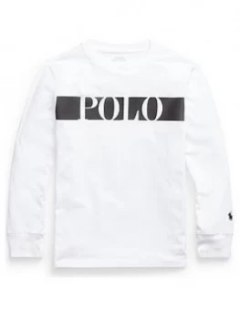 Image of Ralph Lauren Boys Polo Long Sleeve T-Shirt - White, Size 8 Years, S