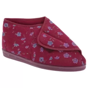 Image of Comfylux Womens/Ladies Andrea Floral Bootee Slippers (9 UK) (Wine)