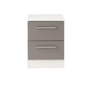 Image of Ready Assembled Goodland 2 Drawer Bedside Cabinet With Wireless Charging Dusk Grey/White