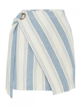 Image of Free People Asymmetric Striped Mini Skirt Blue