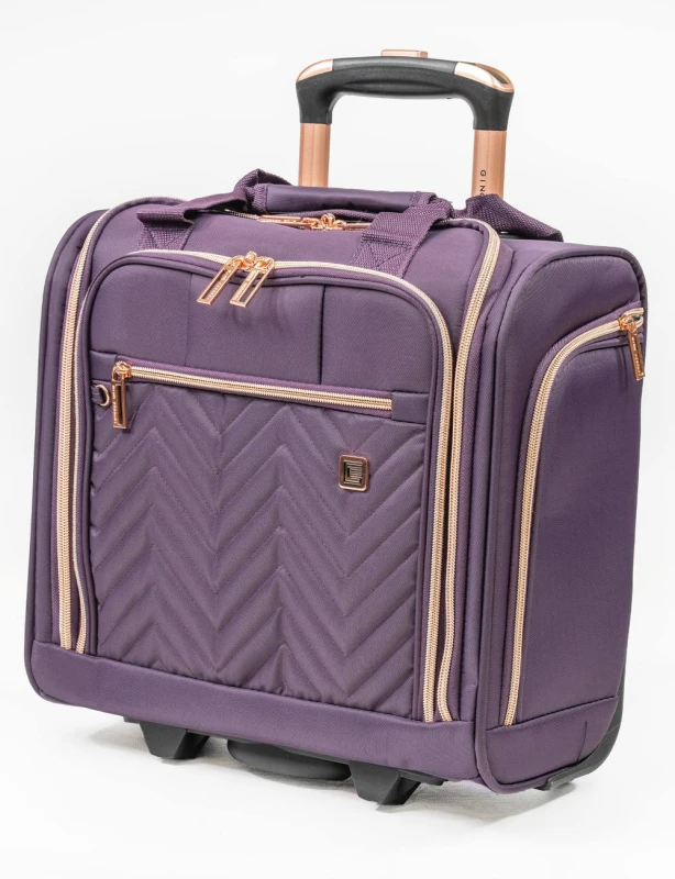 Image of Gino Ferrari Biella 14" Soft Shell Cabin Case Under Seat Flight Bag Wheeled Luggage in Purple Size: Mini Cabin Purple Unisex Mini Cabin