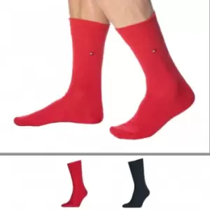 Image of Tommy Hilfiger 2-Pack Classic Cotton Dress Socks - Navy - Red 43/46