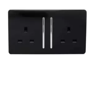Image of Trendi 2 Gang 13 Amp Switched Socket Long Rocker, Pack of 3 - Black