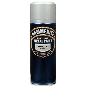 Image of Hammerite Metal Paint Smooth Silver 400ml