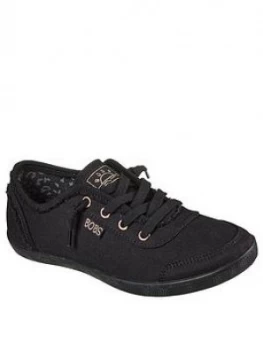 Image of Skechers Bobs B Cute Frayed Canvas Slip On Plimsoll Black, Size 7, Women