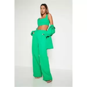 Image of I Saw It First Green Woven Wide Leg Tailored Trousers - Green