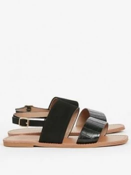 Image of Evans Extra Wide Fit Two Part Simple Sandal - Black