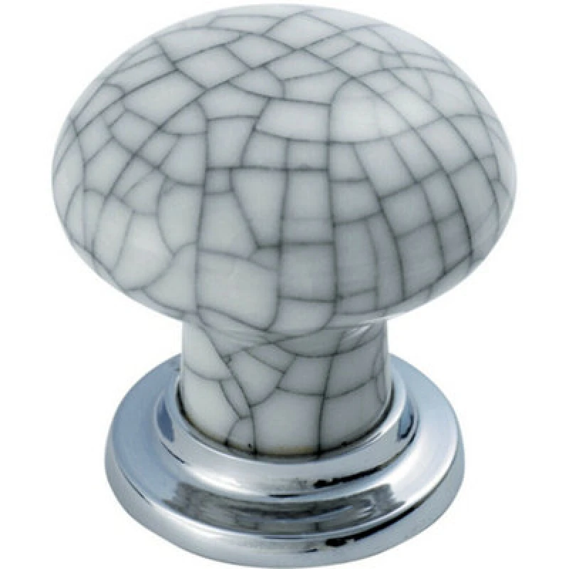 Image of Loops Porcelain Mushroom Cupboard Door Knob Glaze Design Polished Chrome Matt Chrome Multi unisex