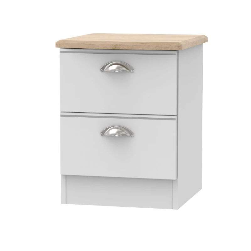 Image of Ready Assembled 2 U Albert 2 Drawer Bedside Cabinet (Ready Assembled) in Grey Grey Unisex