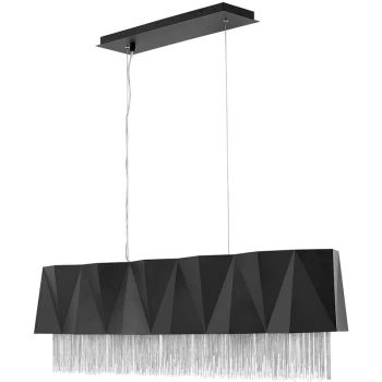 Image of Zuma 6 Light Pendant, Satin Black, Silver, E27 - Elstead
