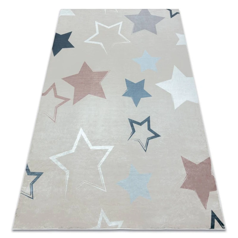 Image of RugsX Bambino 48130 Washing Carpet Stars For Children Anti Slip - Beige / Grey 120X170 Cm