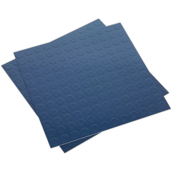 Image of Sealey Coin Vinyl Floor Tile Peel and Stick Backing Blue Pack of 16
