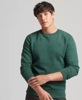 Image of Superdry Mens Essential Logo Crew Sweatshirt Green / Campus Green Marl - Size: L