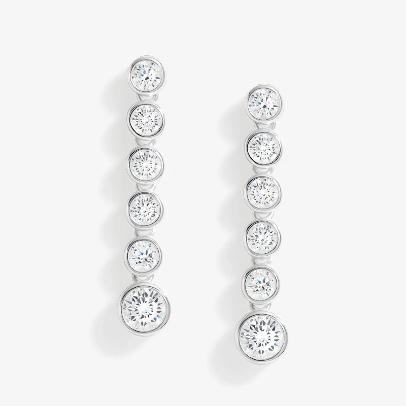 Image of Simply Silver Sterling Silver 925 CZ Graduated Linear Earrings Jewellery Sets One Size Silver 72236411000