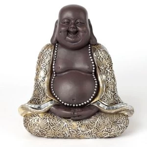 Image of Brown and Silver Chinese Laughing Buddha Sitting