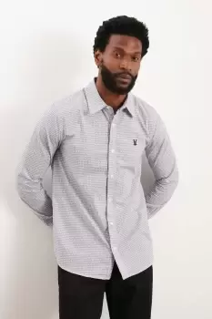 Image of Mens Blue Long Sleeve Slim Abstract Print Shirt