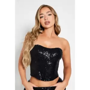 Image of I Saw It First Co Ord Sequin Bandeau Top - Black