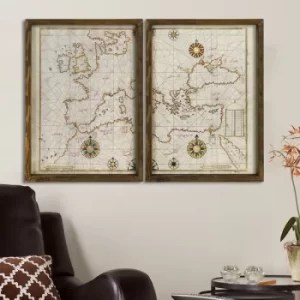 Image of Map083 Multicolor Decorative Framed MDF Painting