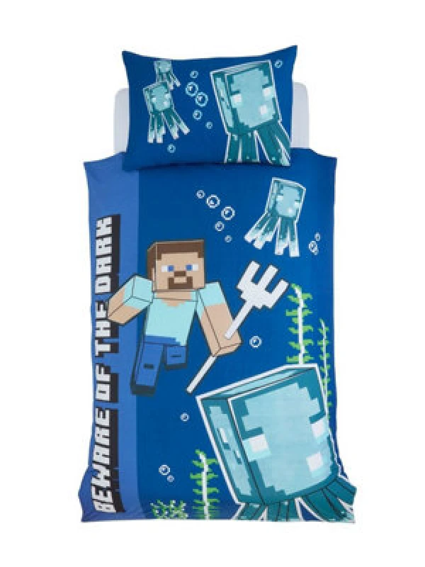 Image of Minecraft Minecraft Glow in the Dark Kids Bedding Set - Single
