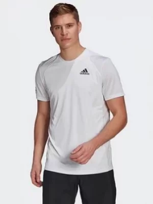 Image of adidas Club Tennis 3-stripes T-Shirt, Blue/White Size M Men