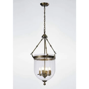 Image of Aubrey pendant lamp 4 Bulbs antique brass / glass