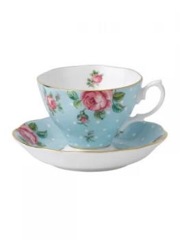 Image of Royal Albert Polka blue teacup and saucer boxed Blue