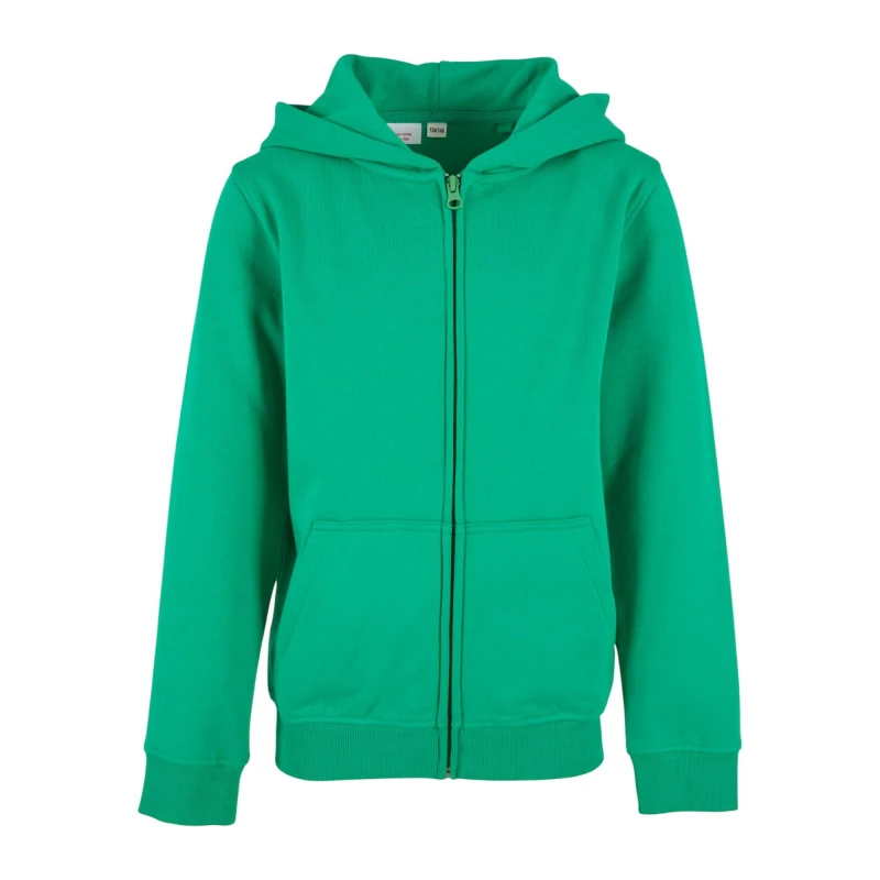 Image of Build Your Brand Basic Full Zip Hoodie in Light Green Size: 11-12 Years Light Green Unisex 11-12 Years