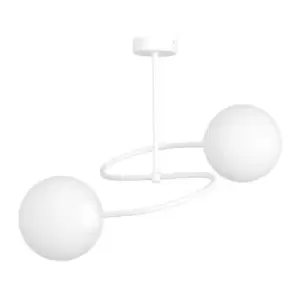 Image of Selbi White Globe Multi Arm Semi Flush Ceiling light with White Glass Shades, 2x E14