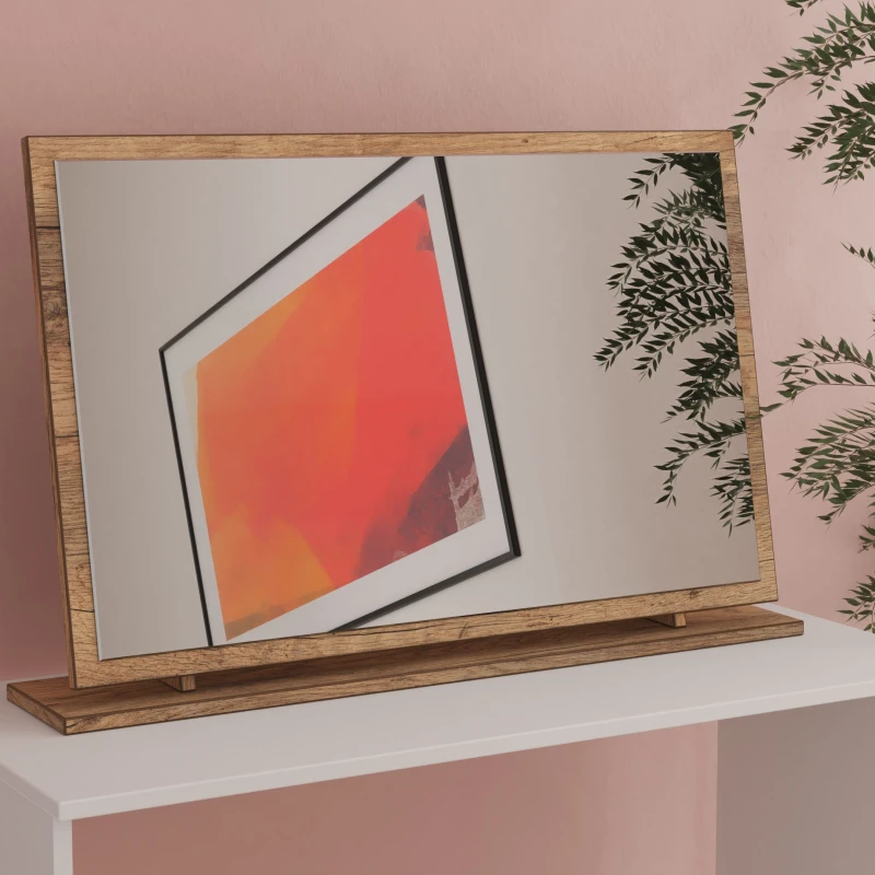 Image of Welcome Furniture Ready Assembled Las Vegas Large Mirror In Vintage Oak, Brown LVF047VO