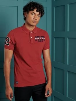 Image of Superdry Superstate Polo Shirt, Red, Size L, Men